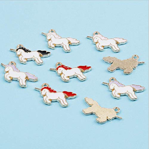 PHAETON 100PCS Cute Enamel Unicorn Charm Pendant for DIY Jewelry Making Necklace Bracelet Earring DIY Jewelry Accessories Charms