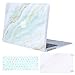 MOSISO Compatible with MacBook Air 13 inch Case (Models: A1369 & A1466, Older Version 2010-2017 Release), Plastic Pattern Hard Shell Case & Keyboard Cover & Screen Protector, White Green Marble