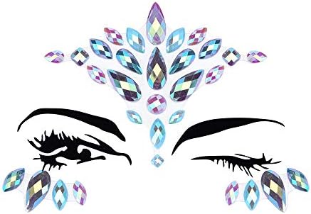 Inverlee 1 Sheet Facial Gems Adhesive Glitter Jewel Tattoos Stickers Wedding Festival Party Body Makeup (E5)