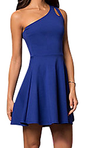 CHERYL CREATIONS Women's One Shoulder Comfortable Day/Night Skater Mini Dress | Asymmetrical Teardrop Cutout