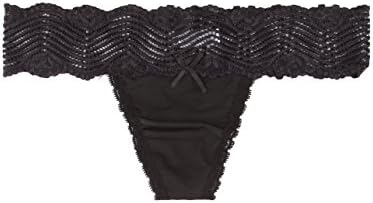 Swirl Lace Thong, Black, Large