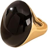 Kokoma Geometric Oval Statement Ring for Women Minimalist Open Adjustable Ring Gold Plated Bold Dome Cocktail Rings Promise Anniversary Band Jewelry