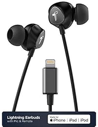 Auriculares Thore con cable para iPhone con audífonos Lightning Connector   Certificados MFi por auriculares Apple (Negro) Cableado en la oreja con volumen de micrófono remoto (con micrófono) para iPhone XR, XS Max (empaque minorista)