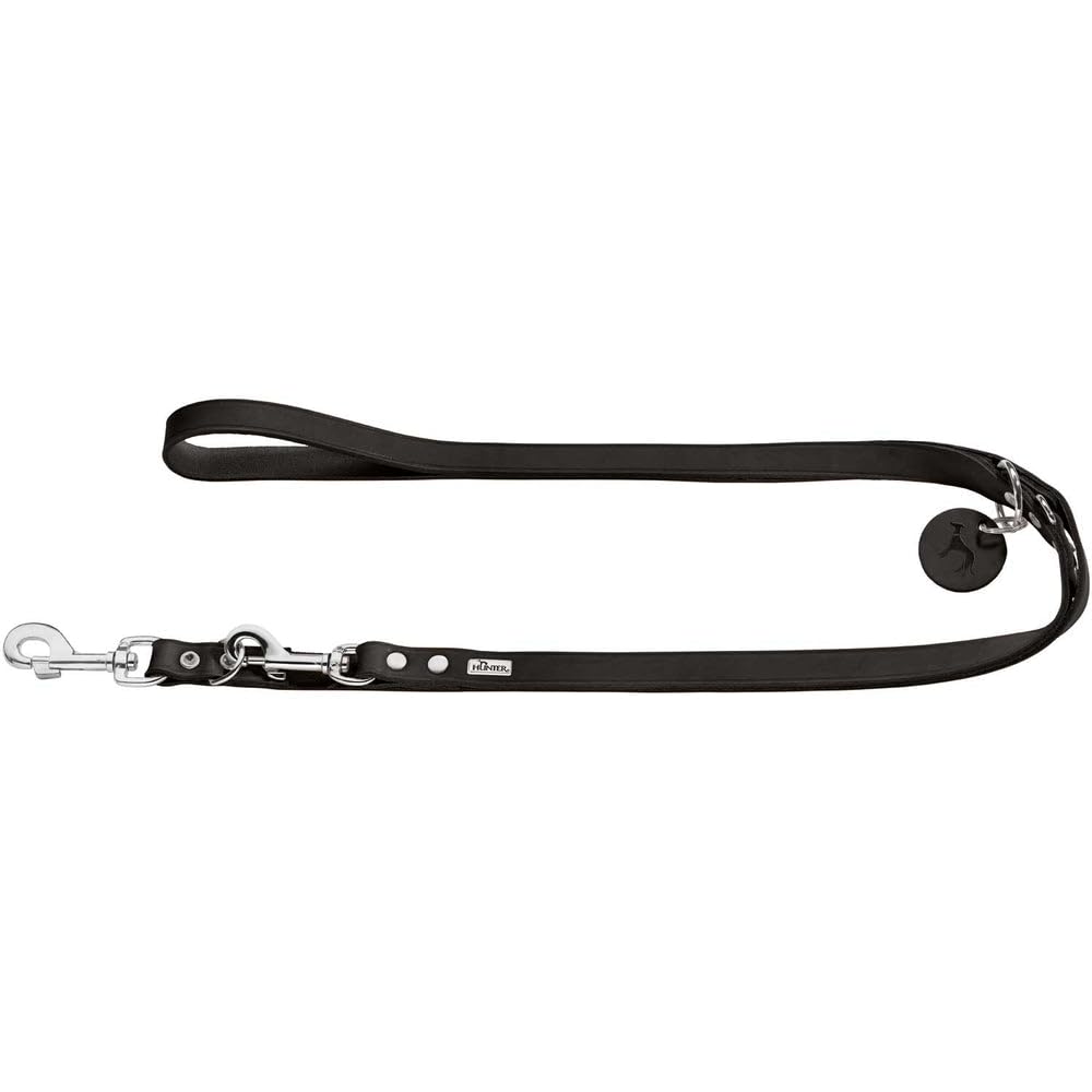 HUNTER Training leash, 16/200 Soft genuine cow leather, black