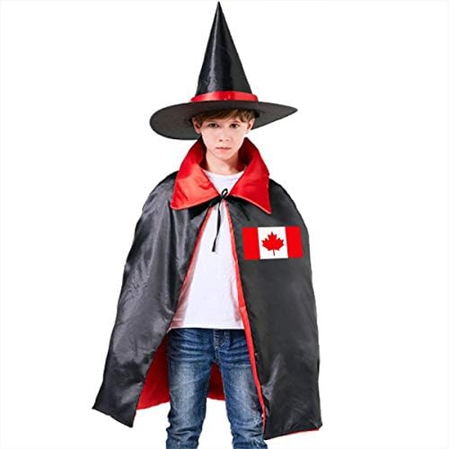 NUJSHF Canada Flag Unisex Kids Hooded Cloak Cape Halloween Party Decoration Role Cosplay Costumes Outwear