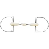 Happy Mouth Double Jointed Pro King Dee Bit - Apple Scented Durable Stainless Steel Rings Soft Polymer Roller Mouthpiece Horse Bit, 6