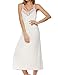 Ekouaer Sleepwear Womens Silk Satin Chemise Nightgown V Neck Lace Lounge Dress Nightwear (White,Medium)
