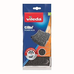 Vileda Glitzi Power Metalen Spons, 2 Stuk, 11.5 x 2 x 24.5