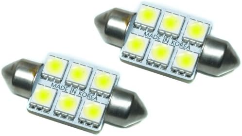 Kolite 2 Pcs High Power 100 Lumen Samsung SMD 6 LED Festoon 36mm 1.50" Cool White 6000K