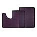 Clara Clark Memory Foam Bathroom Rugs, 3 Piece - Non Slip Absorbent Velvet - Fast Drying Bath Mats, Bathroom Rug and Contour Rug Set, 20 x 32, 17 x 24, 19 x 24, Eggplant