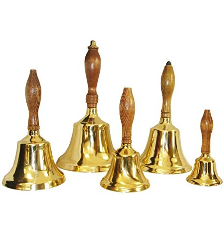 Bevin Bells - Solid Hand Bell With Wood Handle, Brass Bells Noise Maker 6K