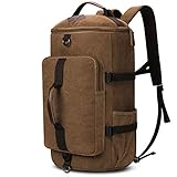 Travel Backpack, Yousu Large Canvas Backpack Vintage Travel Duffel Bags Classic Casual Daypack Duffle Bookbag for Men 3-In-1 Coffee
