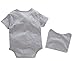 Styles I Love Unisex Baby Boys Girls Grey Short Sleeve Cotton Romper with Hat 2pcs Cartoon Summer Outfit (80/6-12 Months, Bodysuit with Hat)