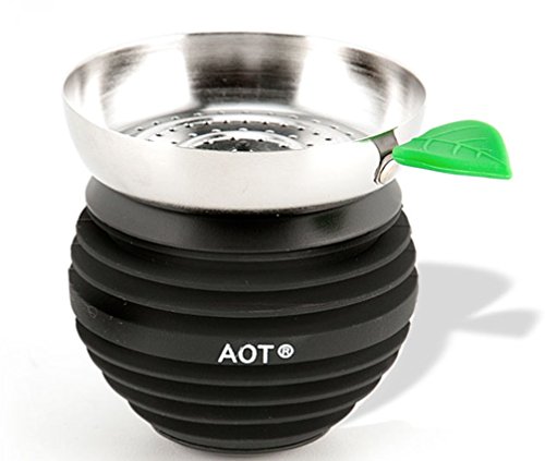 Apple on Top Hookah Shisha Bowl - Includes a TSC Sticker (Black on Black)