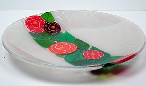 A decorative fused glass plate Roses on Rose