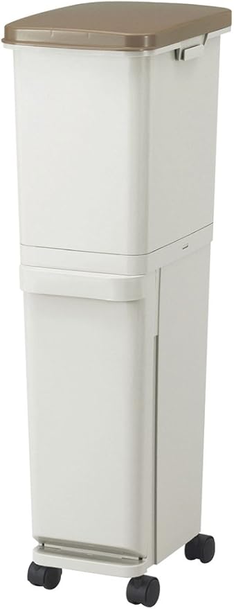 Amazon カラースリム2段 35 ナチュラルブラウン フタ付きゴミ箱 オンライン通販