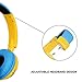 Contixo KB-300 Kid Safe 85DB Over The Ear Wireless Bluetooth LED Headphone with Volume Limiter, Built-in Microphone, Micro SD, FM Stereo Radio, Audio Input, Blue + Yellow