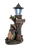 Zeckos Turtle Won The Race Solar LED Welcome Statue Lantern
