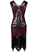 Vijiv Women 1920s Gastby Sequin Art Nouveau Embellished Night Out and Cocktail Dress, Medium, Wine Red