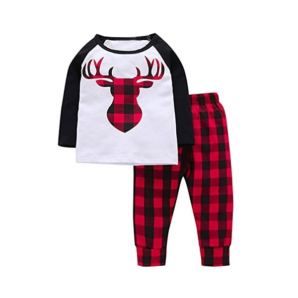 Newborn Baby Boys Girls Plaid T-Shirt Top Plaid Cotton Pants Outfit Set