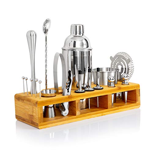 Maxam Barkeeper-Set, 24-teilig, Shaker, Eiszange, Stößel, Rührlöffel, Hawthorne-Sieb – professionelles rostfreies… – Bild 3