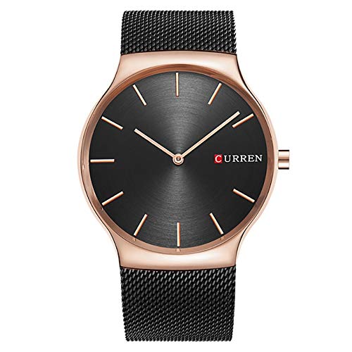 Curren Full Black Analog Scratch Resistant Stainless Steel Watch with Rosegold Casing + Assured Gift