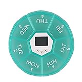 Jocestyle Digital 7 Day Pill Box Digital Timer Pill Organizer Medicine Vitamin Organizer LED Night Light Alarm Reminder Dispenser Holder (Green)
