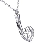 HooAMI Cremation Jewelry Cross Fish Hook Pendant Keepsake Memorial Urn Necklace