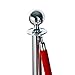 LEADZM 2PCS Stainless Steel Queue Pole Stanchion, Heavy Duty Crowd Control Stanchion Security Fence Barrier with Ball Top and Retractable Red Flannel Chenille Belt Rope, Silver