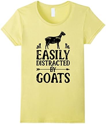 Womens Easily Distracted By Goats Funny Goat Lover Gifts T Shirt Small Lemon