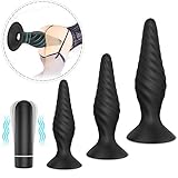 Vibrating Anal Trainer Set-Anal Plug Vibrator Male Prostate Massager Vibrating Butt Plug 3PCS Training Kit with 9 Vibration Modes USB Rechargeable, Anal Toys for Women and Men