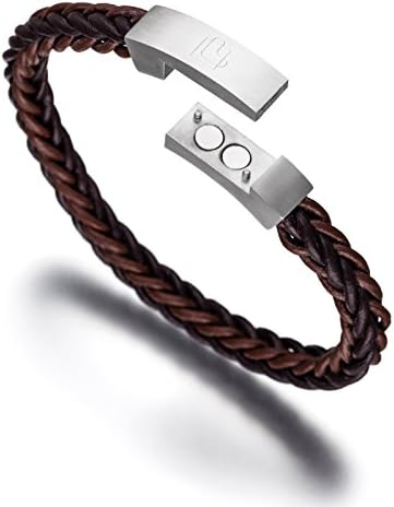 Lunavit Magnetic Leather Mens Bracelet Hybrid Brown M, L, XL
