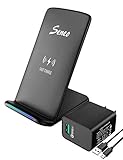 Wireless Charger, Seneo 046 Qi Certified 10W Fast Wireless Charger Stand for Galaxy S10/S9/S9+ Note 8/5 S8/S8+, Standard Wireless Charging Pad Stand for iPhone Xs/Xs Max/XR/X/8/8+(with QC 3.0 Adapter)