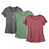 icyzone Sport T-shirt Dames Korte Mouwen Loopshirt Ademend Fitness Gym Shirt Snel Droog Functioneel Shirt (3 Pakketten)