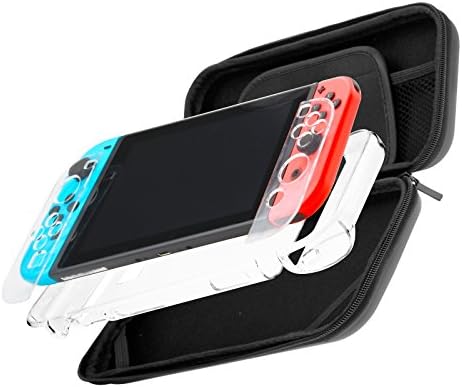 Nintendo Switch Compatible EVA Case 2 in 1 Bundle Set - Crystal Clear Hard-Shell Snap-on Case &amp; EVA Proctective Sleeve Bag Storage Case for [Nintendo Switch]