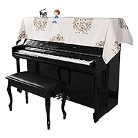 Lyntop Piano Dust Cover Chinese Style Piano Half Cover Cloth Universal Simple Modern Embroidered Craft Upright Piano Cloth Towel (Color : Pink, Size : 90x210cm)