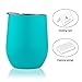 DOKIO 12 oz Cyan Wine Glasses Sippy Cup Tumbler Stemless Double Wall Vacuum Insulated With Crystal Clear Lid Unbreakable For Ice Hot Drink Coffee Champagne Cocktail Mug