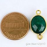 5 PC Emerald Bezel Connector Oval Shape 9x11mm Gold
