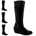 Womens Fly London Yulo Wedge Heel Leather Fashion Knee High Winter Boots