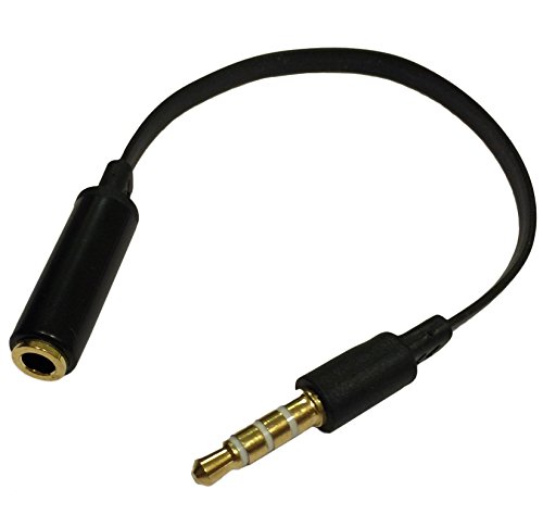 Josi Minea x 2 Pcs 3.5mm Headphone Extender Adapter Flat Tangle Free Cable with Gold Plated 3 Ring Jack for Apple iPhone / iPad, Samsung Galaxy Note & Phones and most Smartphones & Tablets [ 2 Pack ]