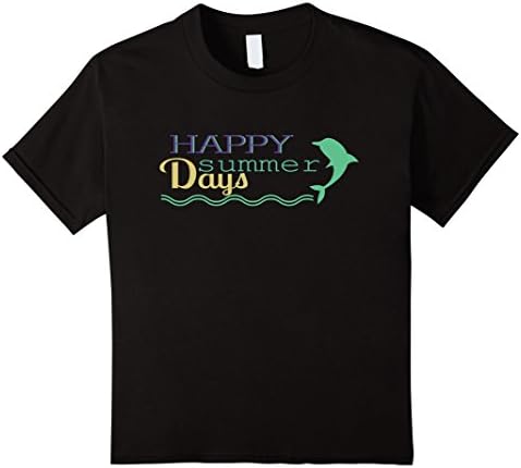 unisex-child Happy Summer Days Dolphin Beach Wave Shirt 4 Black