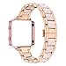 Wearlizer Compatible for with Fitbit Blaze Band Bands for Women Metal Wristband Replacement Fitbit Blaze Band with Frame Resin Bracelet Fit bit Blaze Resin Rose Gold