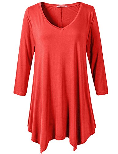 JollieLovin Womens Plus Size 3/4 Sleeve Loose-fit T Shirt fo