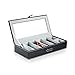 UnionPlus Sunglasses Case Organizer, Multiple Sunglasses Eyeglass Glasses Display Holder Collector, 5 Slots for Sunglasses Storage and 2 Small Slots for Accessories, Black