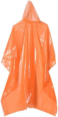 Set of 10 XXL Rain Ponchos With Hood - Emergency Disposable High Visibility, Ultra Light - Adult One Size Extra Large - Travel, Hiking, Camping, Picnic, School, Events, Concerts (orange, 60 x 100)