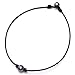 Aobei One Black Cultured Freshwater Pearl Choker Leather Necklace on Genuine Leather Cord Handmade for Girls-16