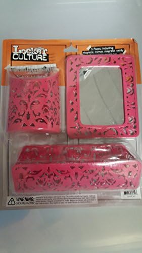 Locker Culture Magnetic Organizer Locker Set 3pcs included Metal magnetic mirror, caddy and pencil cup - Pink