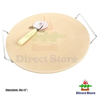 Direct store Parts DJ102 (13 inch) Round oven Ceramic Pizza Stone and Pizza Cutter, For Oven