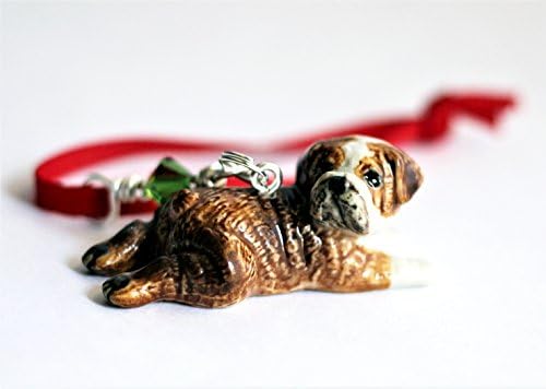 English Bulldog Christmas Ornament Dog Small Porcelain Animal Charm