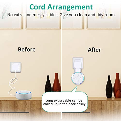 Bovon Outlet Wall Mount Hanger Holder Stand for Echo Dot 3rd Generation, Best Space-Saving Dot Accessories with Cord Management for Your Smart Home Speaker Without Mess Wires or Screws - Thumbnail 2